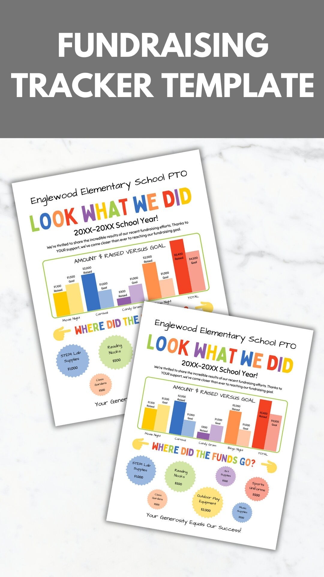 Fundraising achievement PTA Flyer pto template