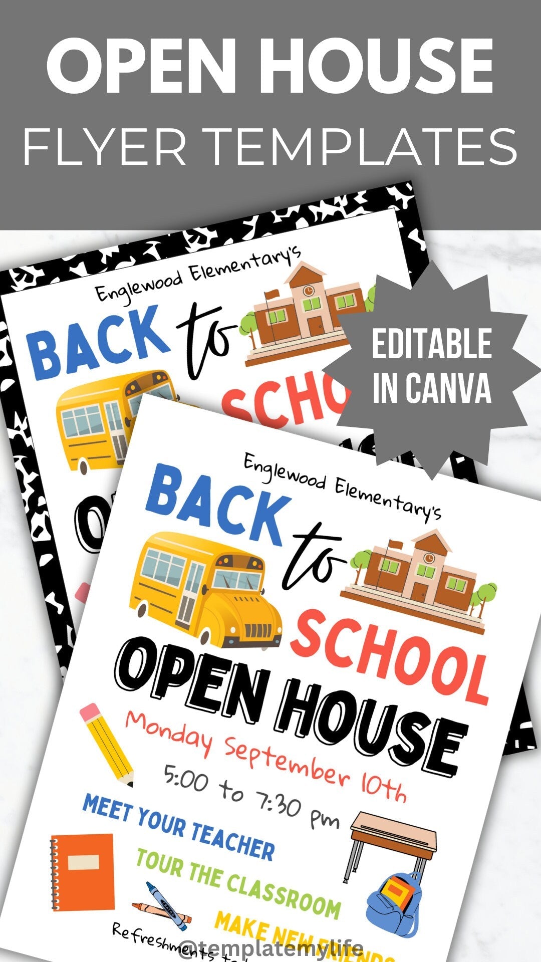 Back to School Open House Invite Flyer Template