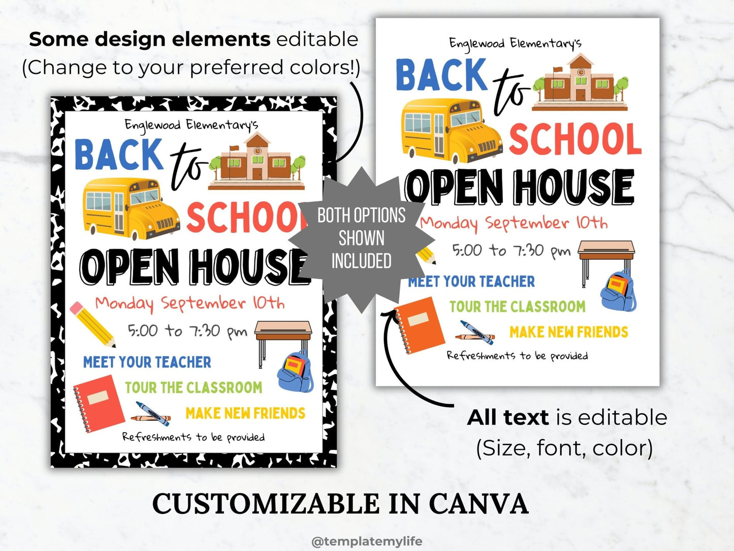 Back to School Open House flyer template Back to School Night invitation Meet the Teacher school event flyer invite  PTA flyer PTO template