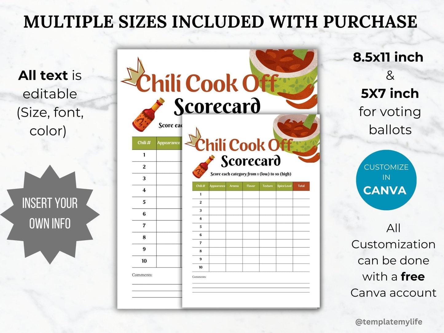 Chili Cook Off scorecard comes