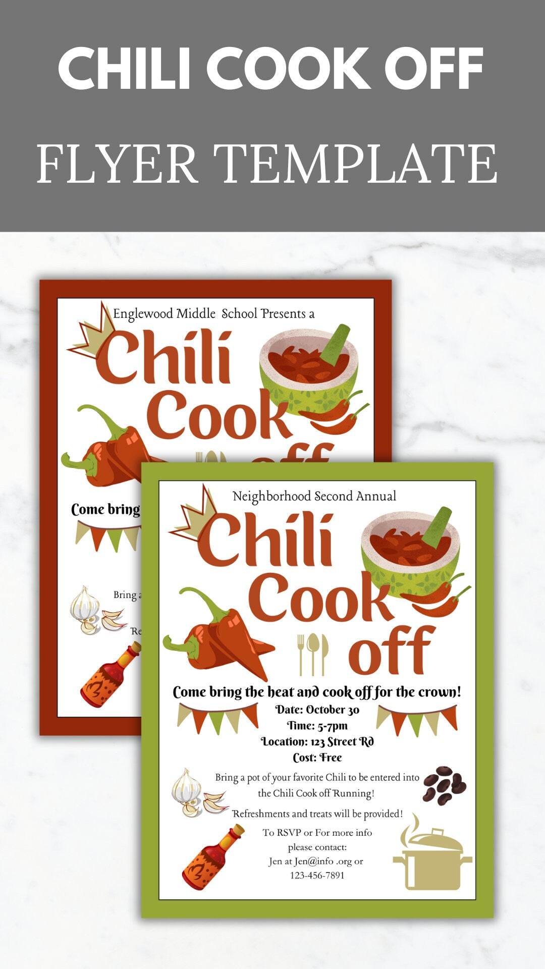 Chili Cook Off Flyer Invitation PTO Template Autumn Fundraiser invite Editable Fall School event Flyer printable poster Fall Event PTA Flyer