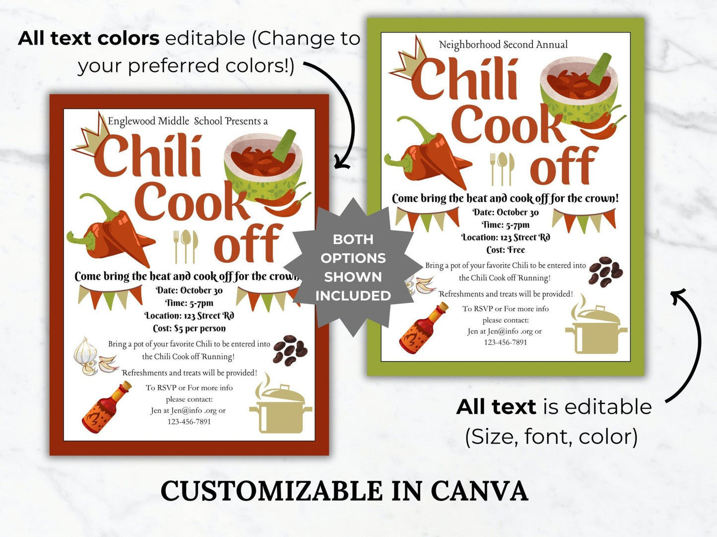 Chili Cook Off Flyer Invitation PTO Template Autumn Fundraiser invite Editable Fall School event Flyer printable poster Fall Event PTA Flyer