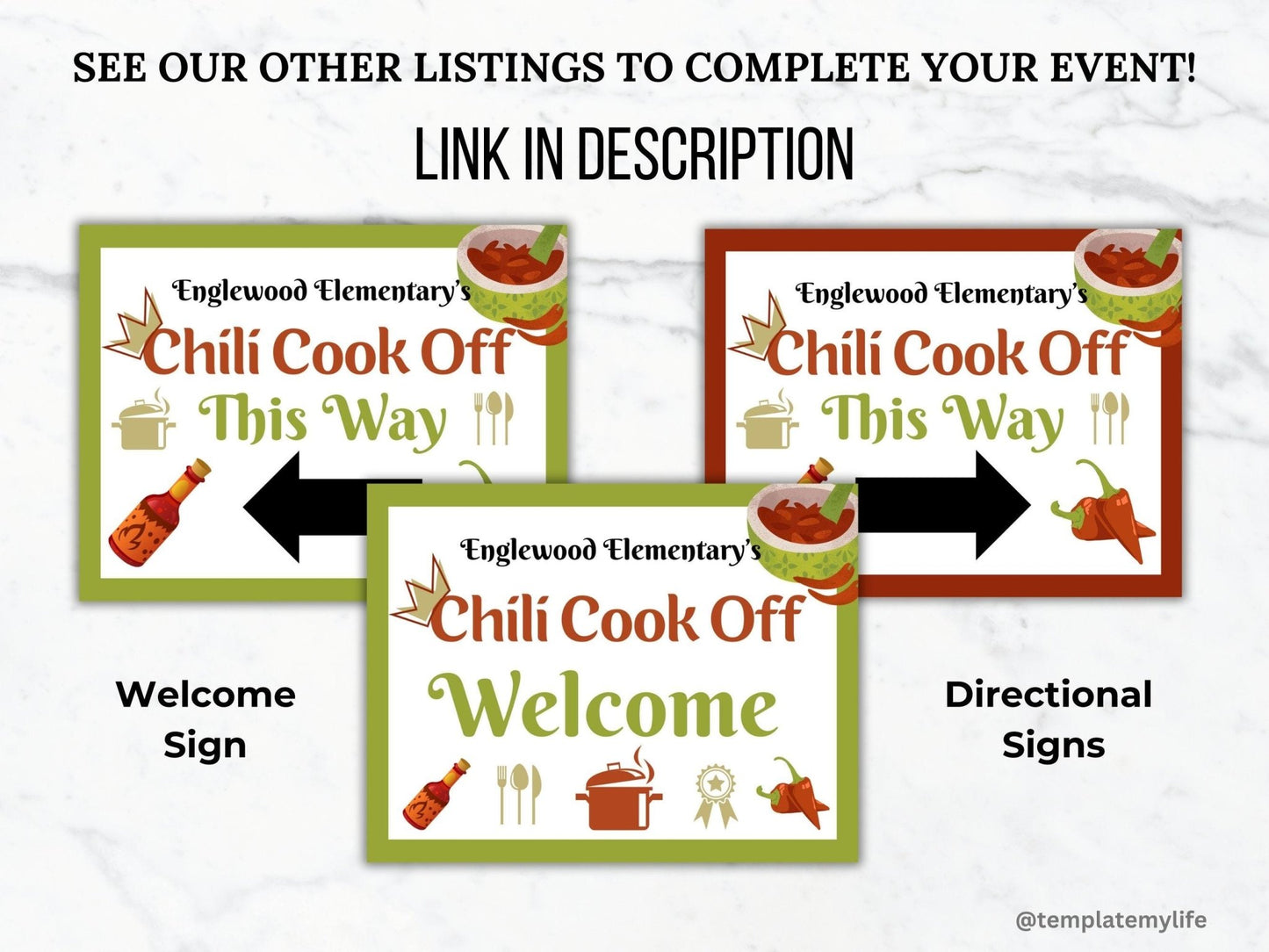 Chili Cook Off flyer Welcome Letter and Thank You Letter Template Bundle