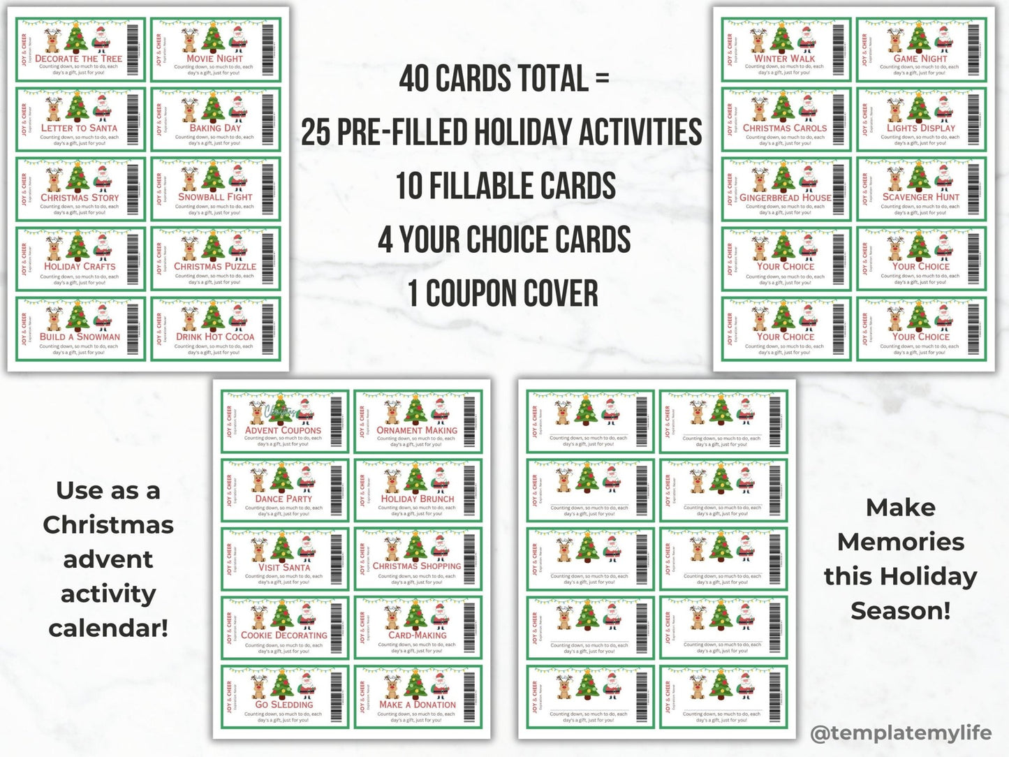 Christmas Coupon Book for kids Advent calendar Printable Christmas countdown to Christmas kids holiday family activity gift for Christmas