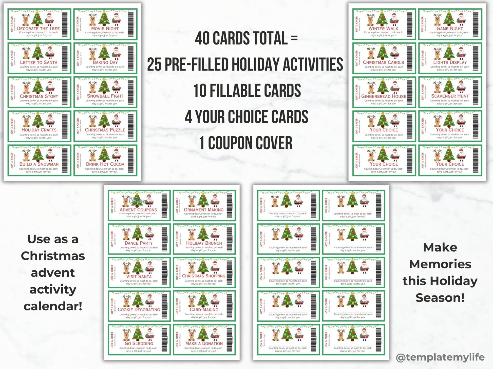 Christmas Coupon Book for kids Advent calendar Printable Christmas countdown to Christmas kids holiday family activity gift for Christmas