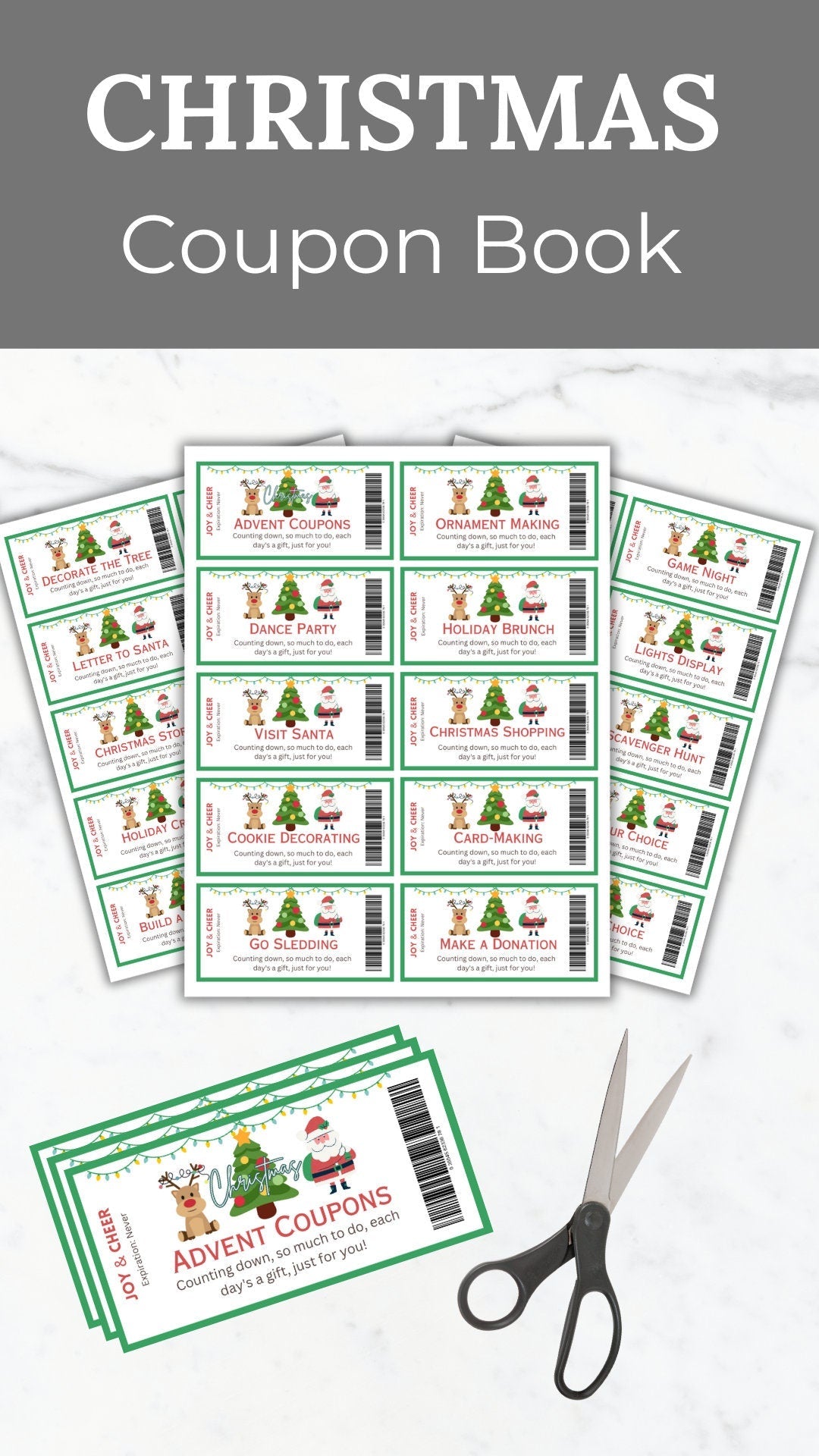 Christmas Coupon Book for kids Advent calendar Printable Christmas countdown to Christmas kids holiday family activity gift for Christmas