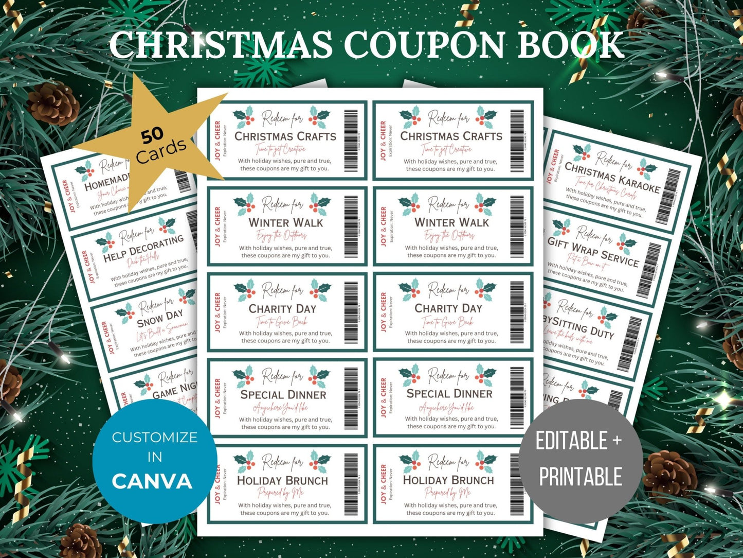 Christmas Coupon Book couple Printable Christmas gift certificate coupon gift boyfriend coupon book for husband coupon template girlfriend