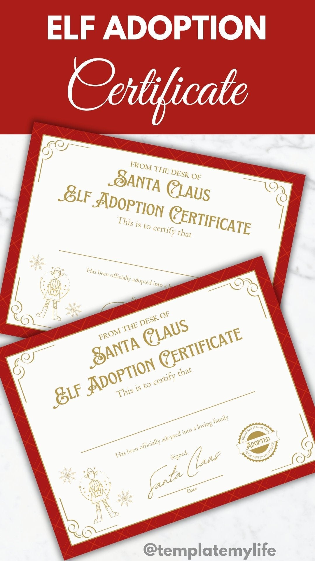 Elf Adoption Certificate for kid printable Elf Welcome Mail Christmas tradition kid elf activity kit printable gift elf mail arrival letter