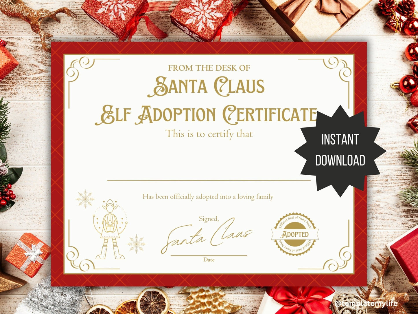 Elf Adoption Certificate for kid printable Elf Welcome Mail Christmas tradition kid elf activity kit printable gift elf mail arrival letter