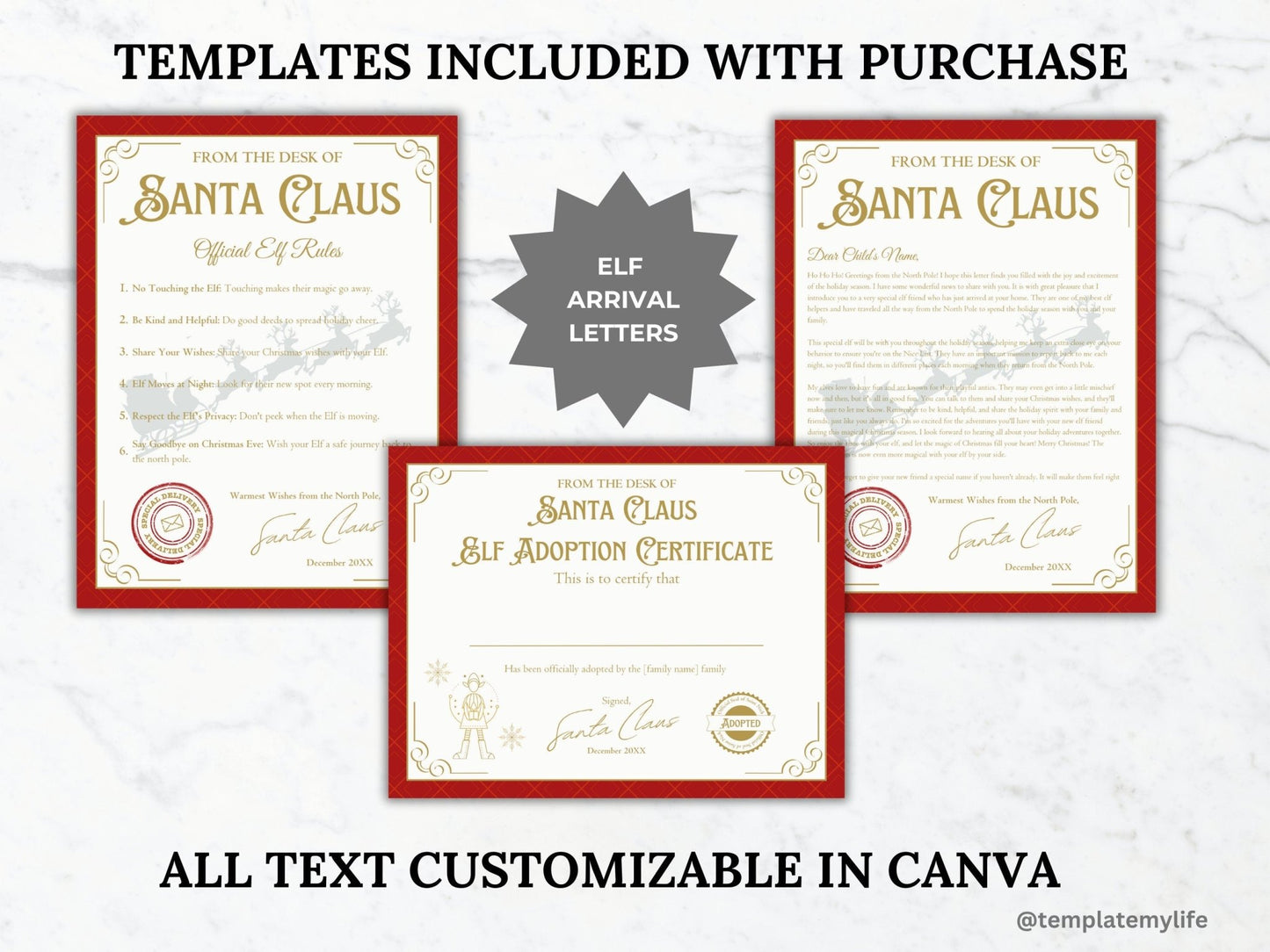 Elf Printable Bundle Welcome Letter Santa nice list certificate template Elf Letter to Santa printable elf adoption certificate Elf Activity