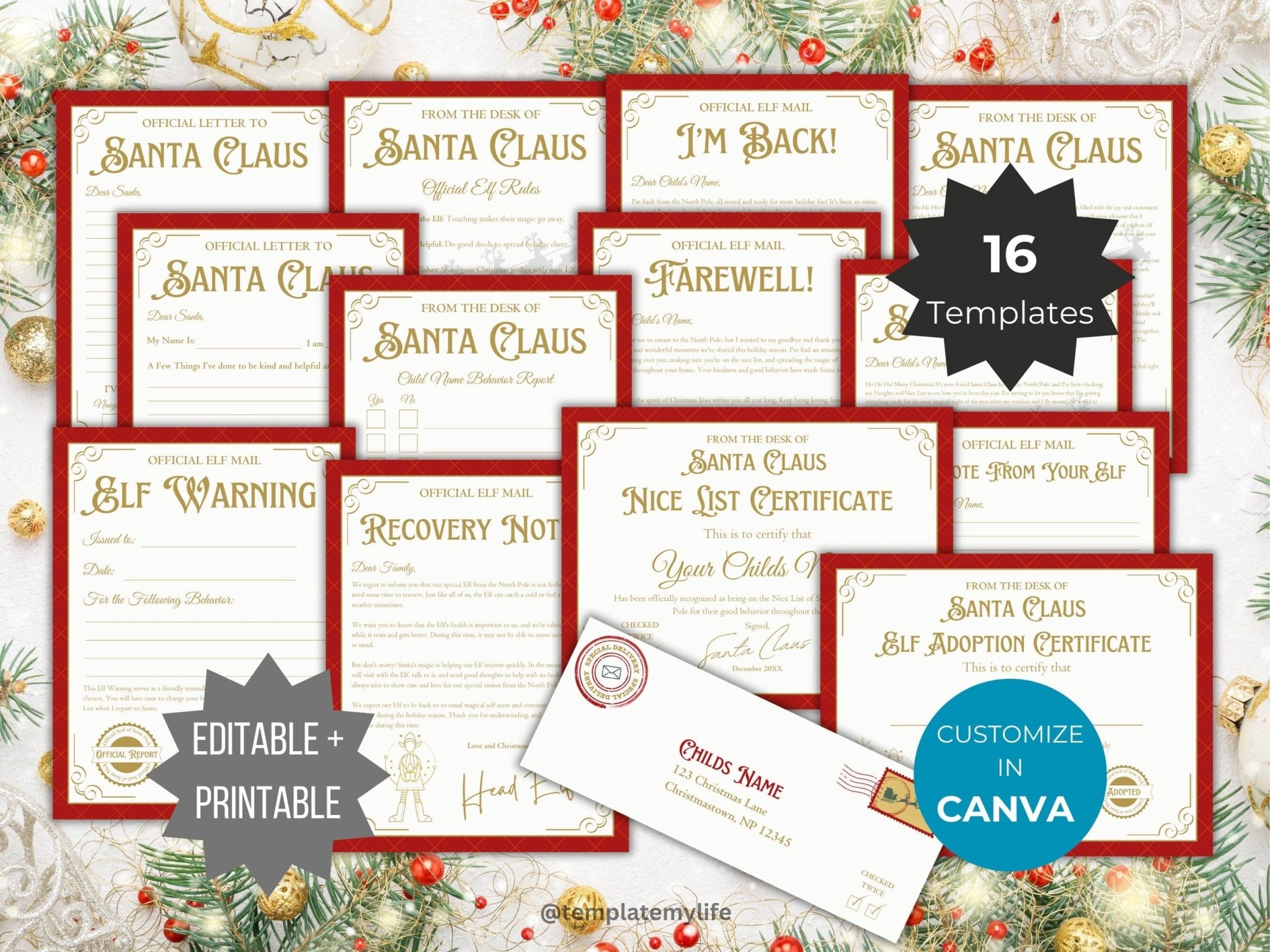 Elf Printable Bundle Welcome Letter Santa nice list certificate template Elf Letter to Santa printable elf adoption certificate Elf Activity