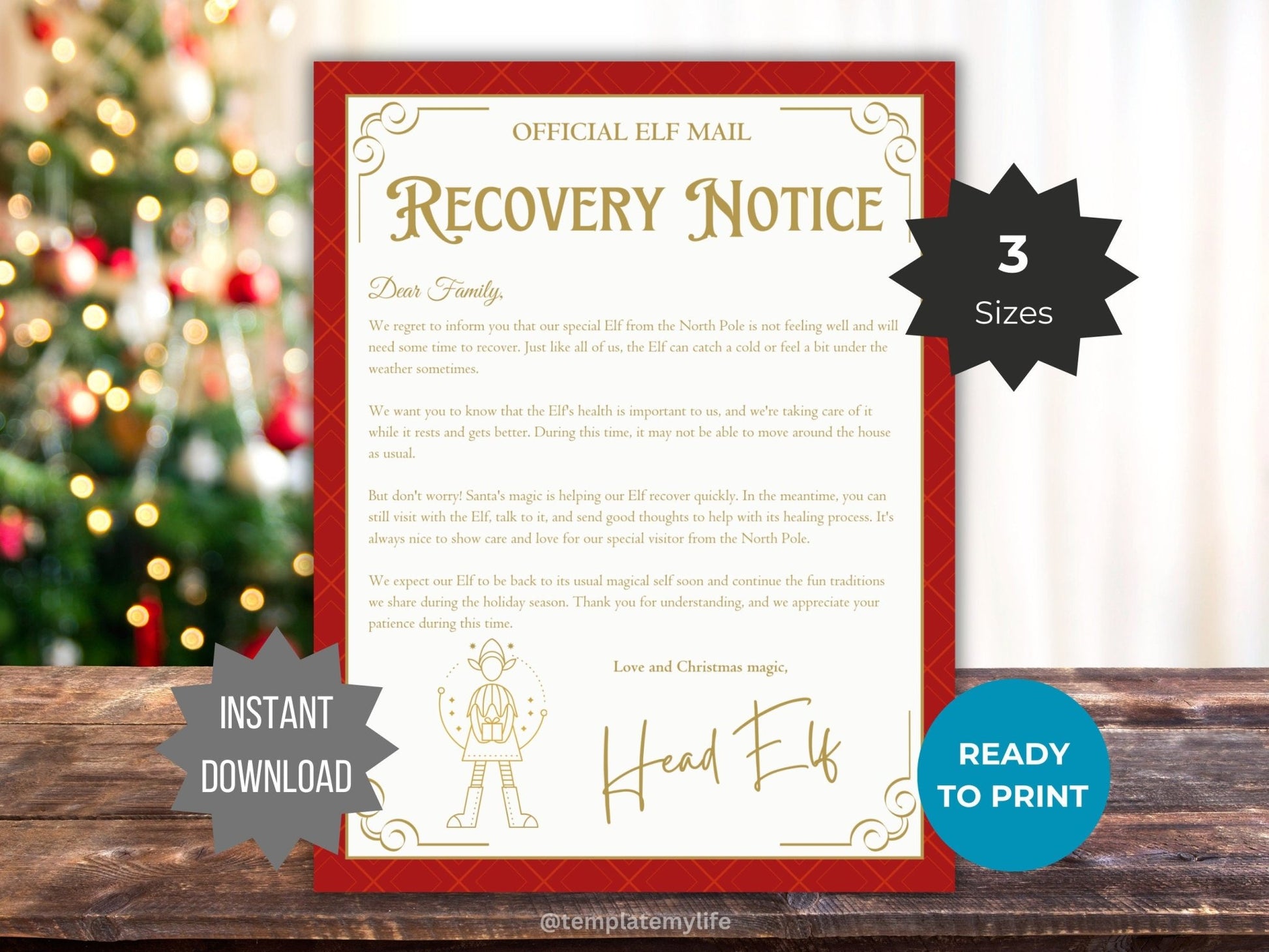 Elf Recovery Letter printable Elf Mail Santa letter Elf arrival Christmas tradition kid activity Elf Letter template north pole mail Elf kit