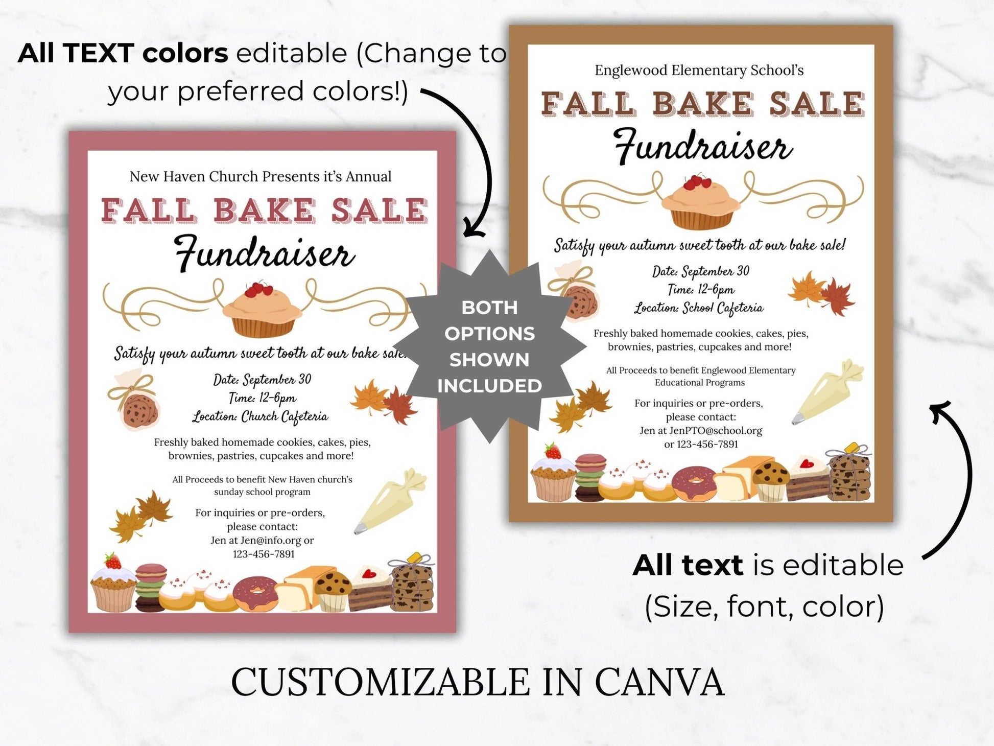 Fall Bake Sale Fundraiser Flyer Template Bake Sale Flyer Editable Fall School event Handout PTA Flyer School Fundraiser Flyer PTO template