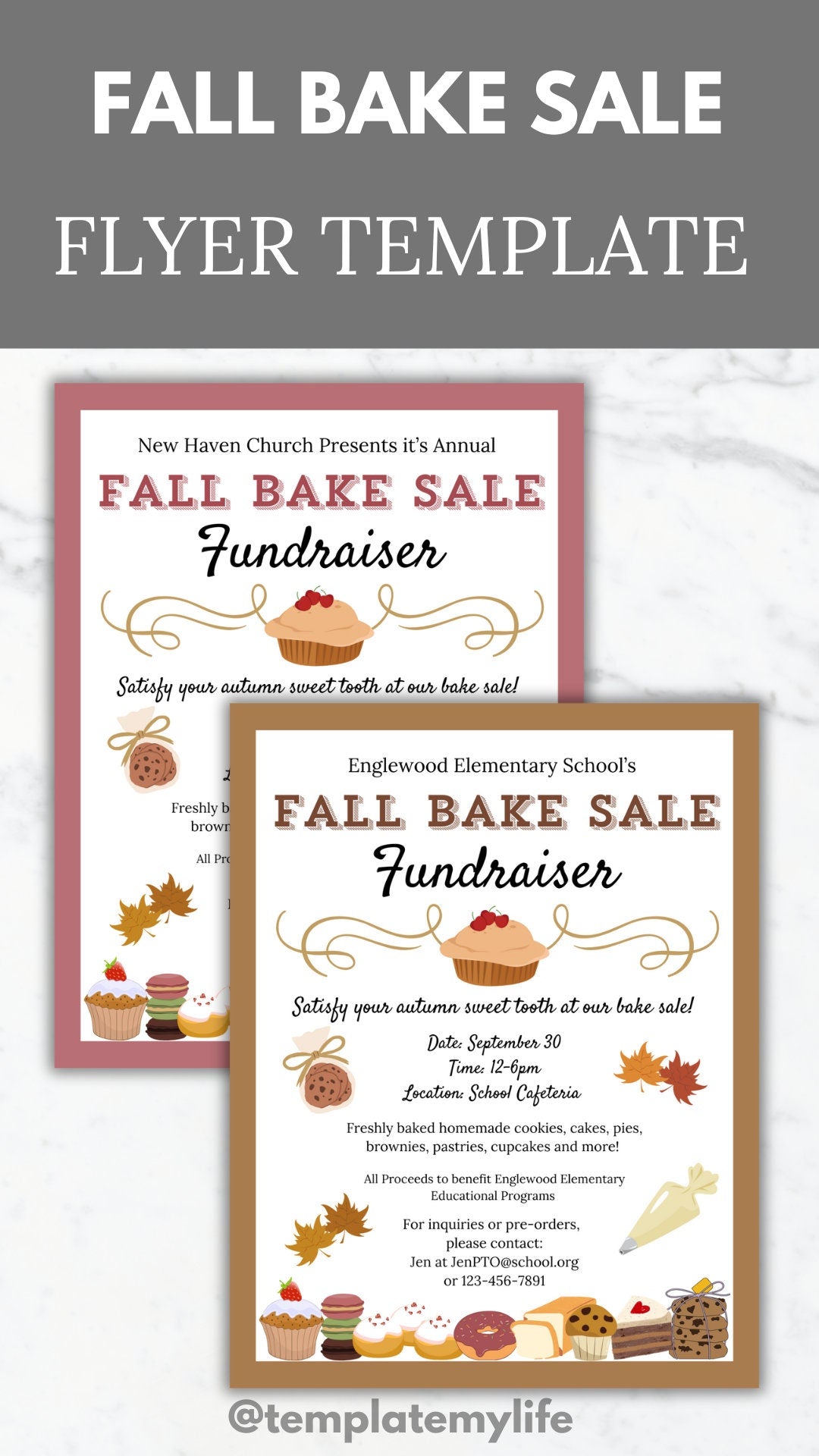 Fall Bake Sale Fundraiser Flyer Template Bake Sale Flyer Editable Fall School event Handout PTA Flyer School Fundraiser Flyer PTO template