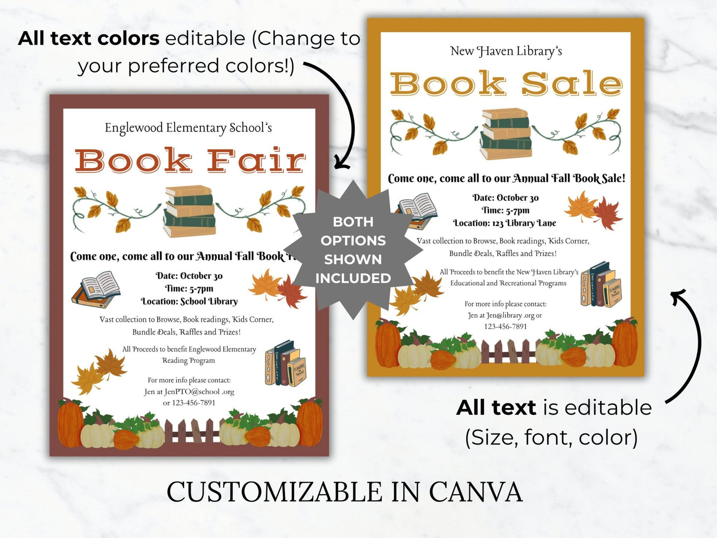 Fall Book Fair Invitation Flyer Template