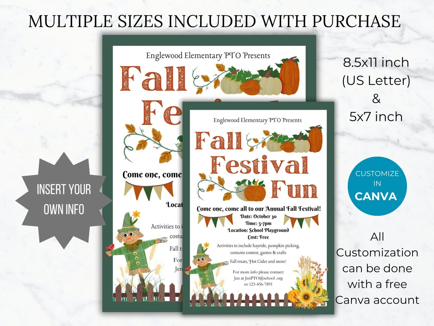 Fall Festival Flyer Invitation PTO Template Harvest Festival invitation Editable Fall School event Flyer printable Fall Event PTA Flyer