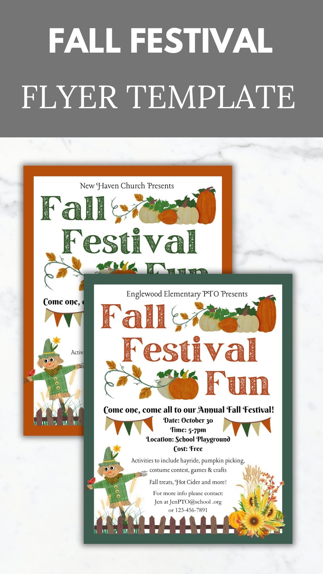 Fall Festival Flyer Invitation Template Harvest Festival invitation Editable Fall School event PTA Flyer printable Fall Event Church Flyer