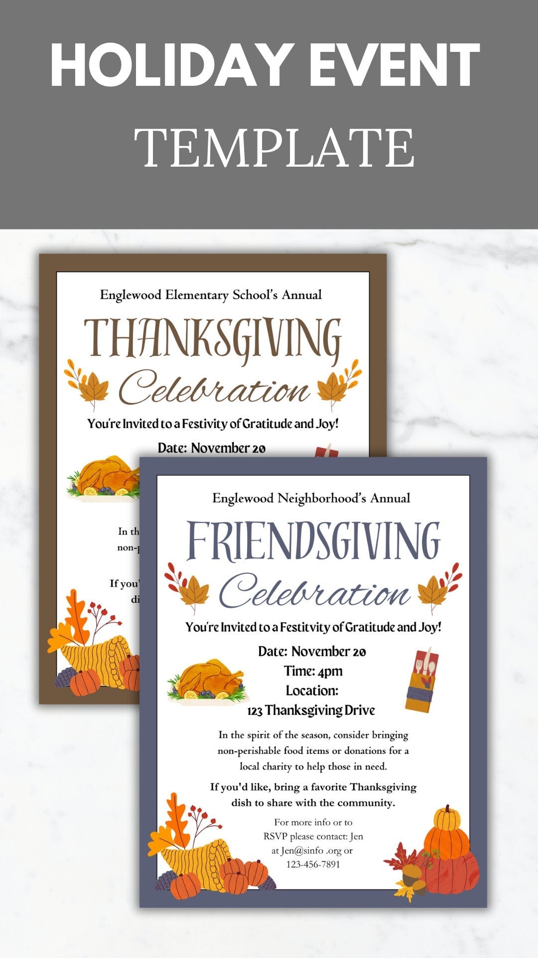 Thanksgiving Invite Template pto Editable Thanksgiving Invitation printable Fall Church event PTA Flyer Thanksgiving party Community Flyer