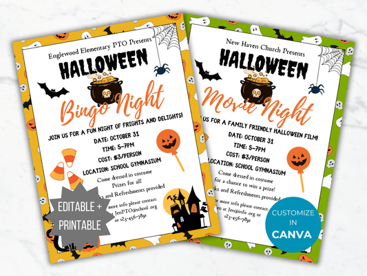 Halloween Bingo Night Flyer Invitation Template Halloween Movie Fundraiser