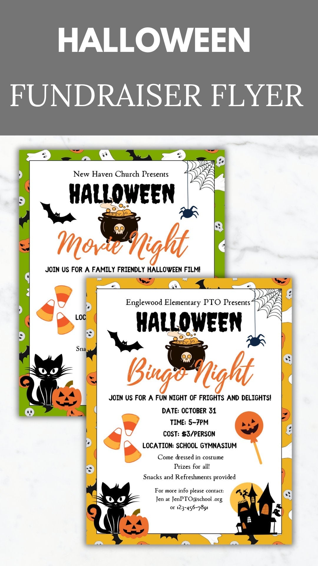 Halloween Bingo Night Flyer Invitation Template Halloween movie fundraiser Editable Halloween Church event Flyer Community event printable