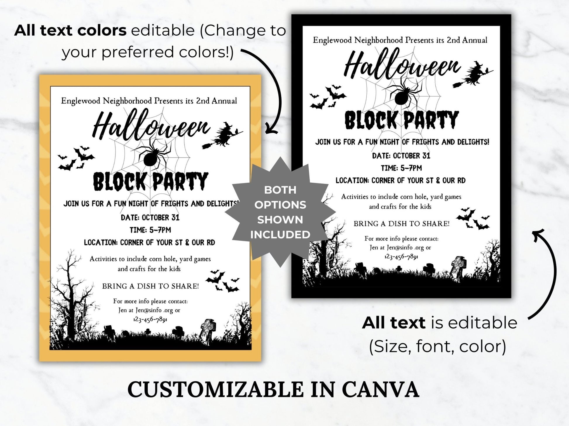 Halloween Block Party Flyer Template Fall Block Party event invite Editable Fall Community event Flyer Halloween Neighborhood HOA Flyer