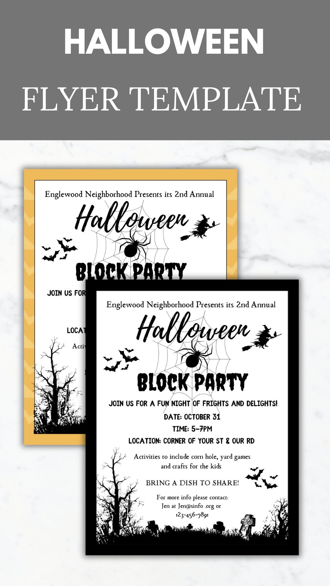 Halloween Block Party Flyer Template Fall Block Party event invite Editable Fall Community event Flyer Halloween Neighborhood HOA Flyer