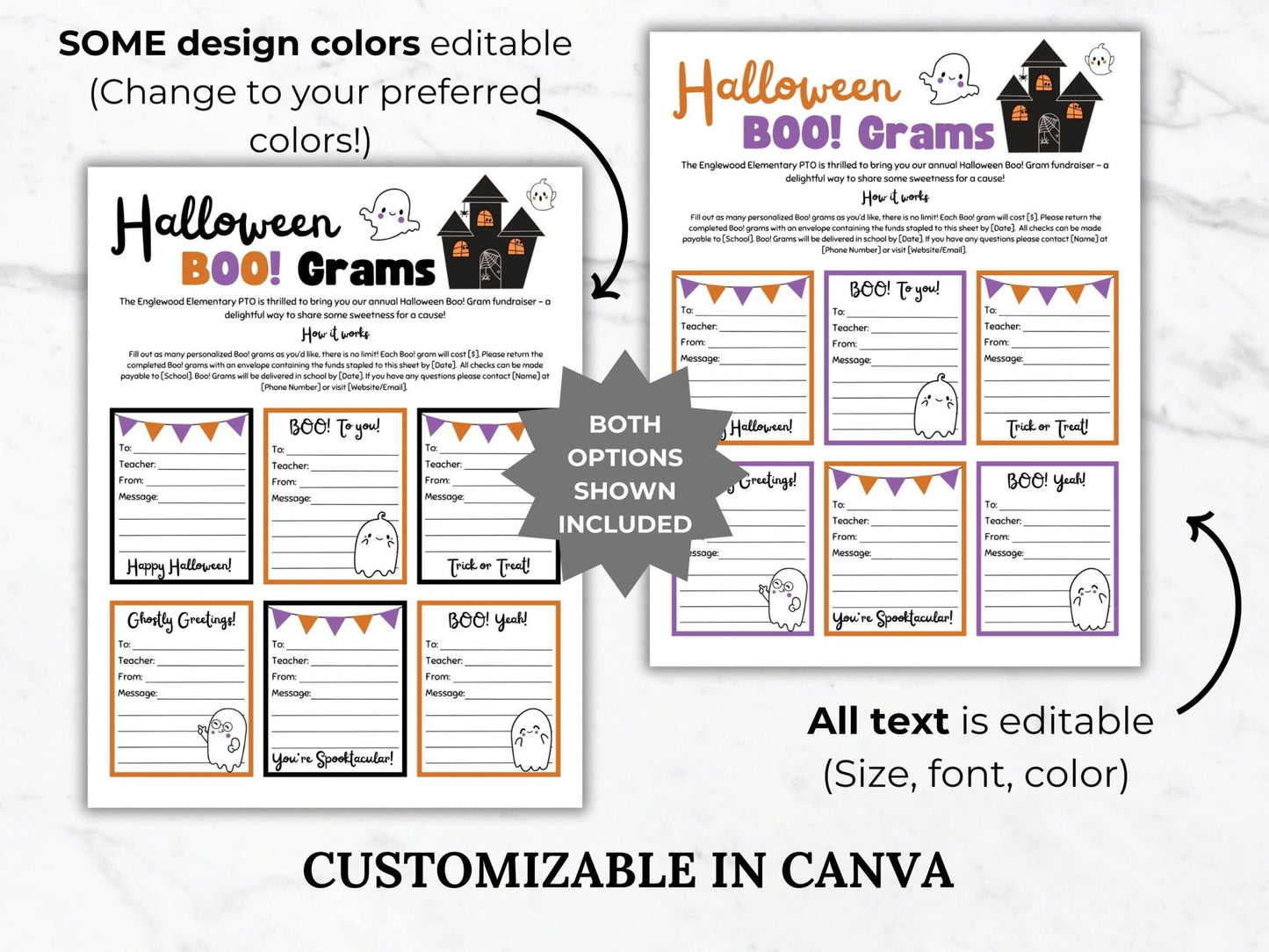 Halloween Candy Gram Flyer Template Halloween Boo Gram printable