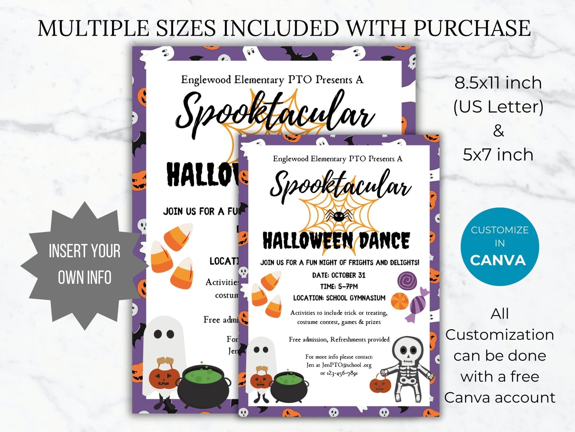 Halloween Dance Flyer Template Halloween invitation Editable Halloween School event PTA Flyer printable Halloween party Church Flyer invite