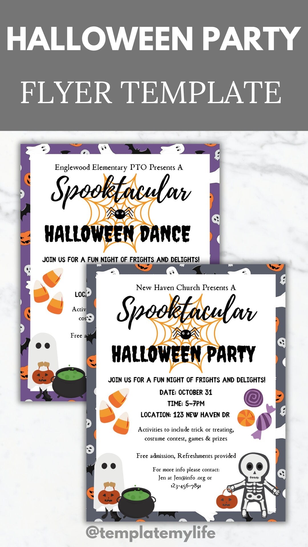 Halloween Dance Flyer Template Halloween invitation Editable Halloween School event PTA Flyer printable Halloween party Church Flyer invite