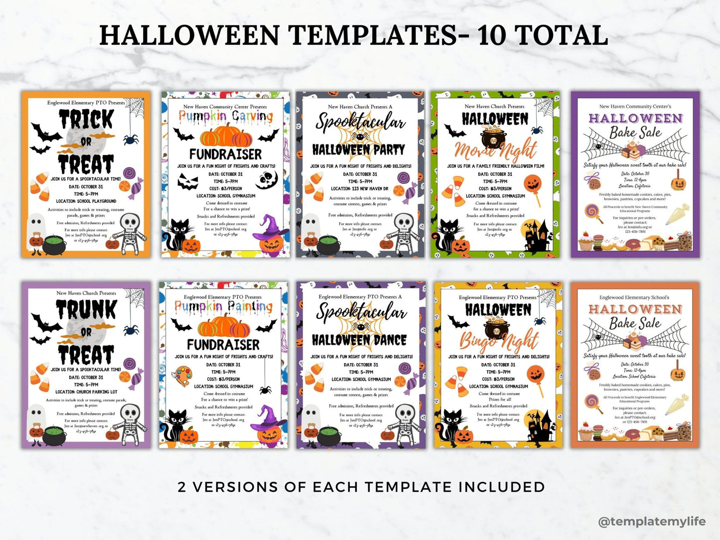 Halloween Fundraiser flyer template bundle bake sale printable community halloween party template church bingo night flyer pumpkin carving