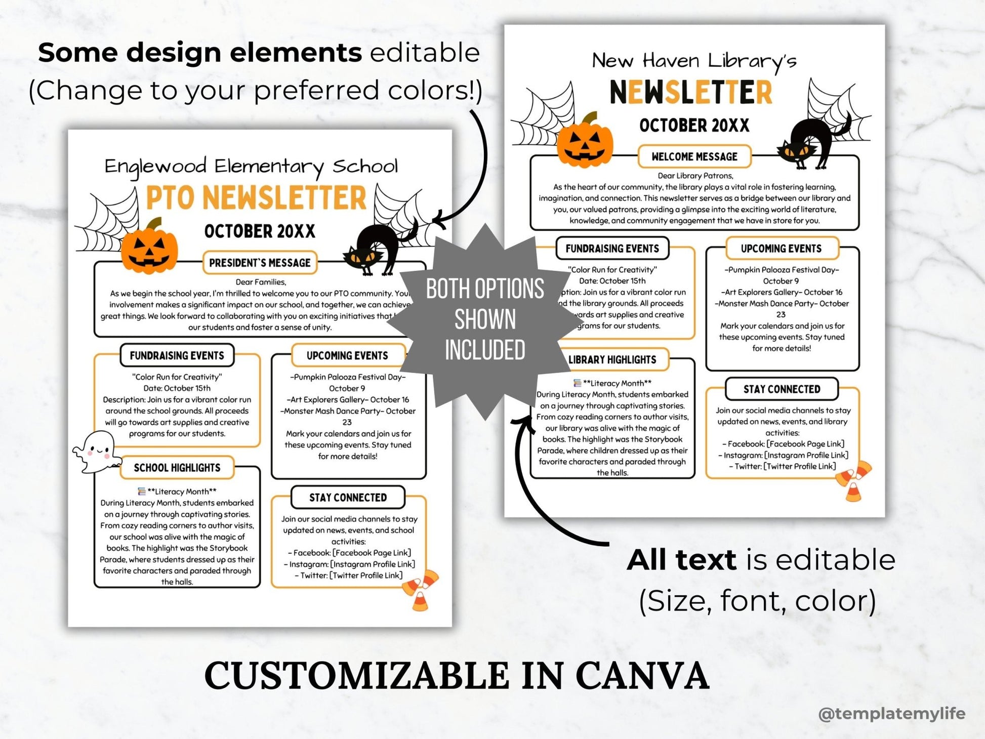 PTA Halloween Newsletter Flyer Printable PTO School Newsletter Flyer editable template autumn theme flyer pta October newsletter pto handout