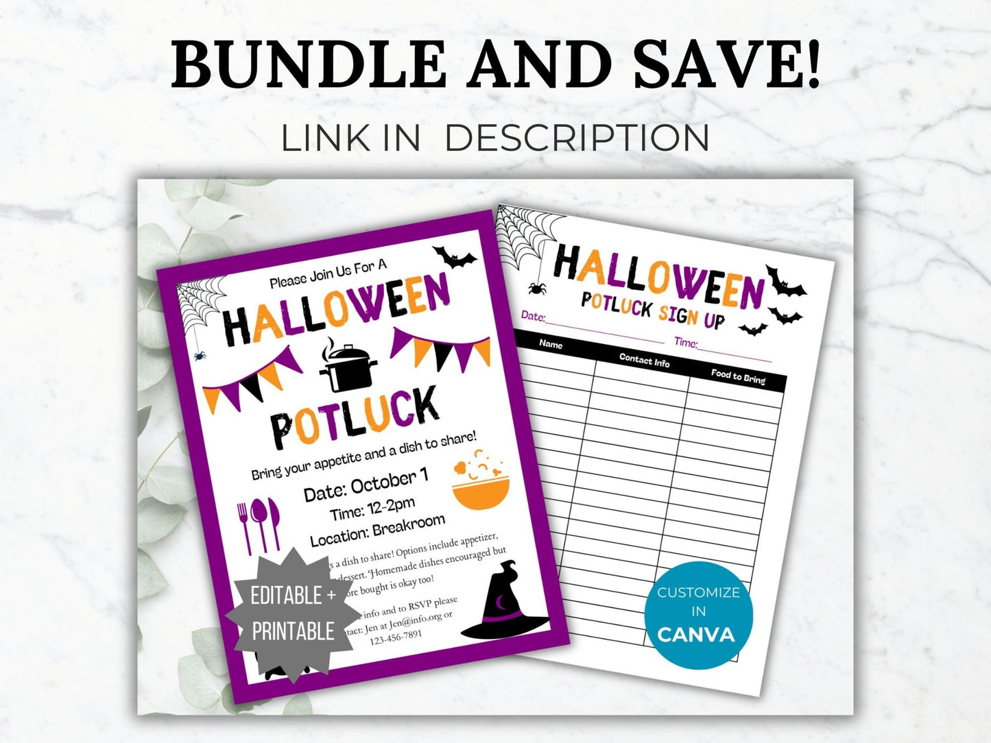 Halloween Potluck Invite Flyer template