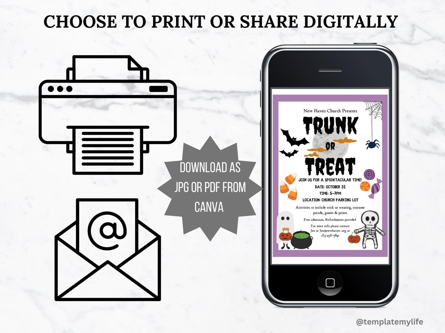 trunk or treat flyer invite template can be used printed or digitally