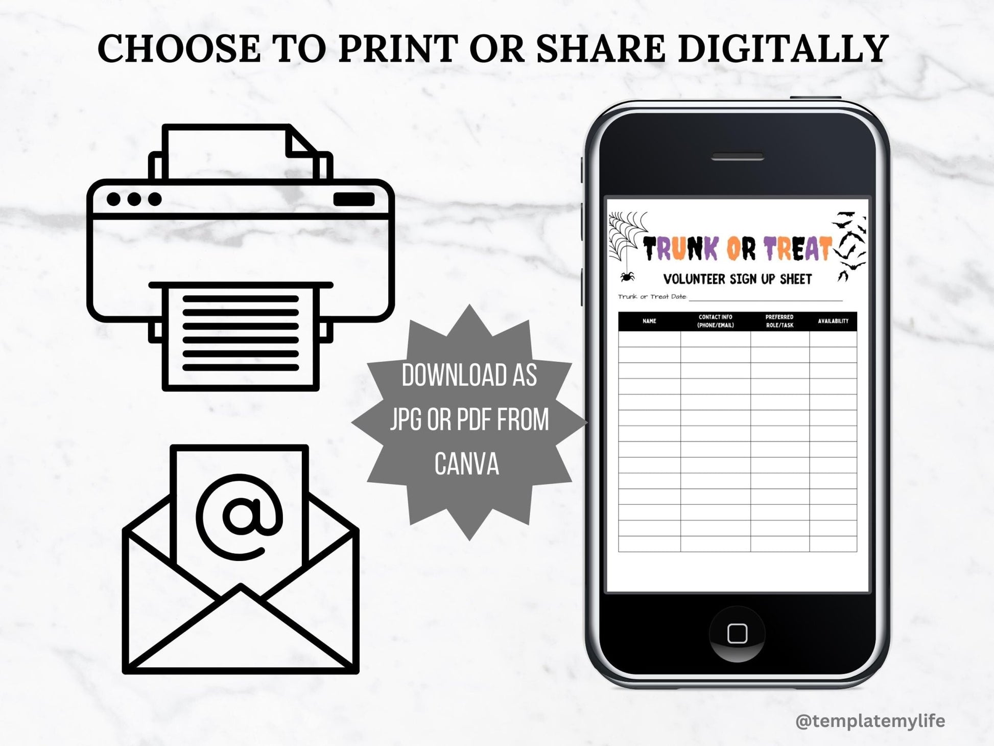 trunk or treat volunteer sign up sheet template can be used printed or digitally