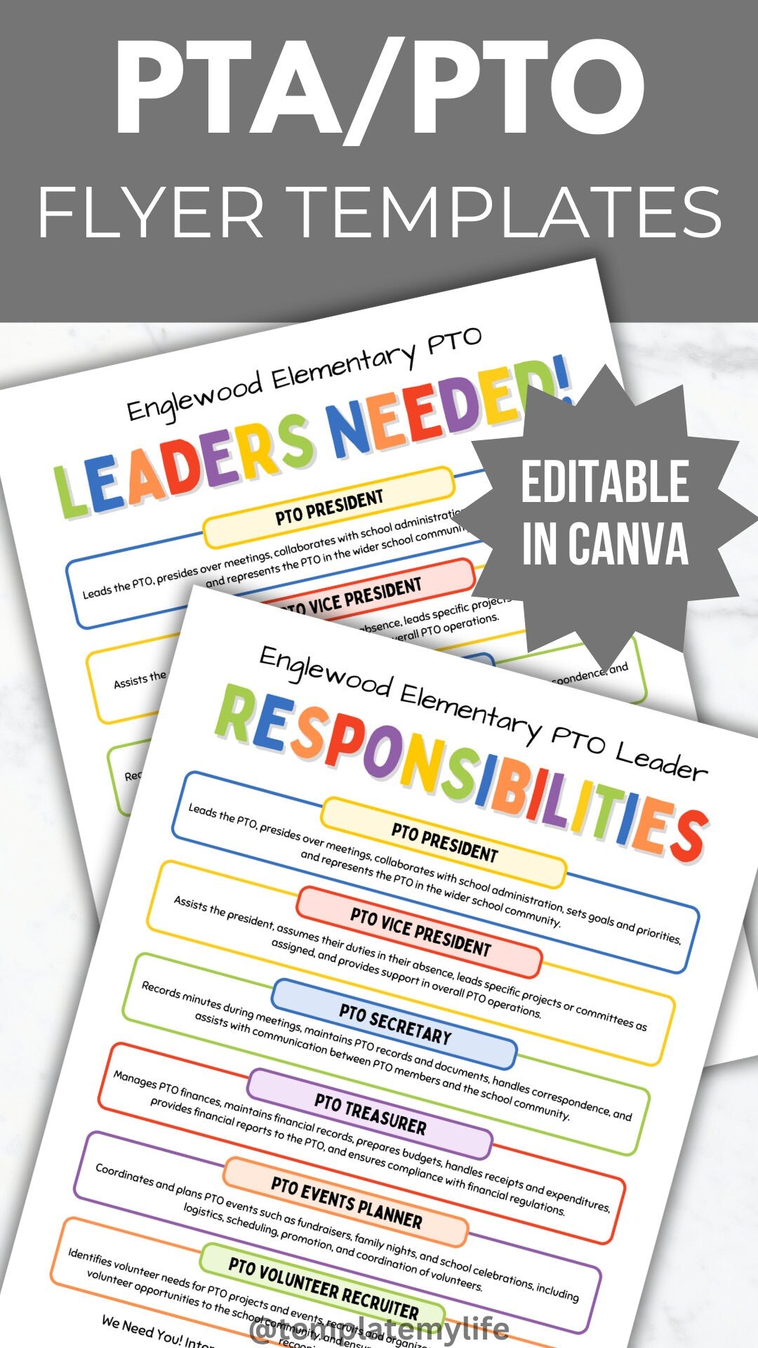 PTA PTO Election Position Flyer PTA Board Leader Description Template pta member recruitment handout pto volunteer flyer About pta officer