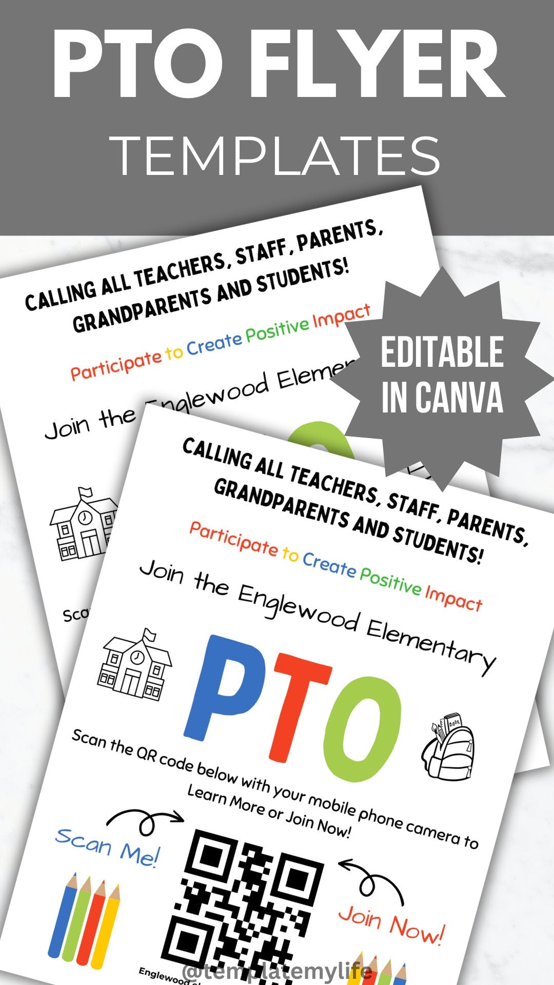 Join the PTA flyer QR code PTO template editable school pta recruitment flyer pta president handout join the pto member sign ptsa flyer