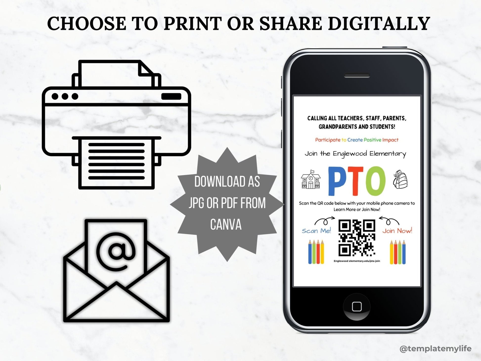 Join the PTA flyer QR code PTO template editable school pta recruitment flyer pta president handout join the pto member sign ptsa flyer