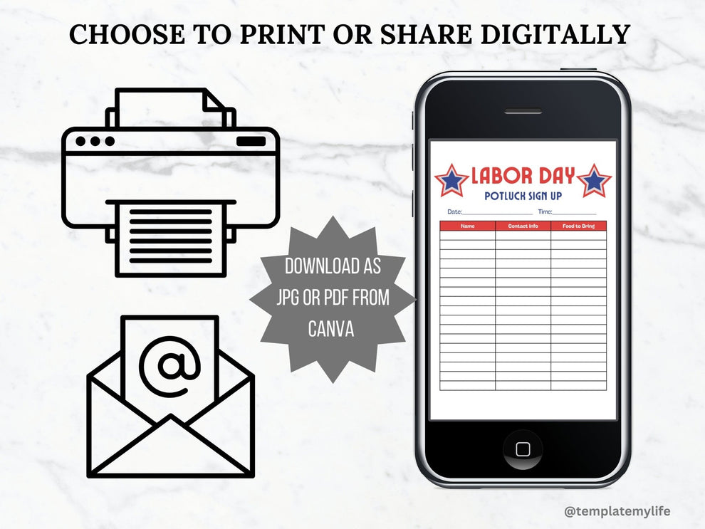 Labor Day Potluck Sign Up Sheet Template – Template My Life | TML Design