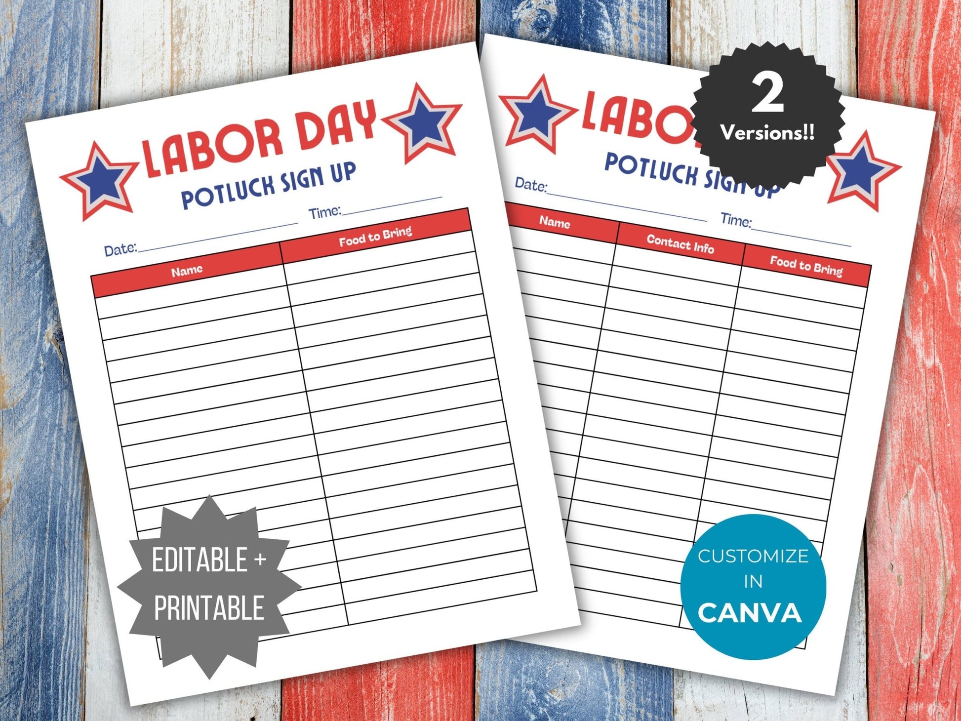 Labor Day Potluck Sign Up Sheet template Patriotic Potluck Sign-up flyer Fall party picnic flyer BBQ potluck signup form neighborhood party