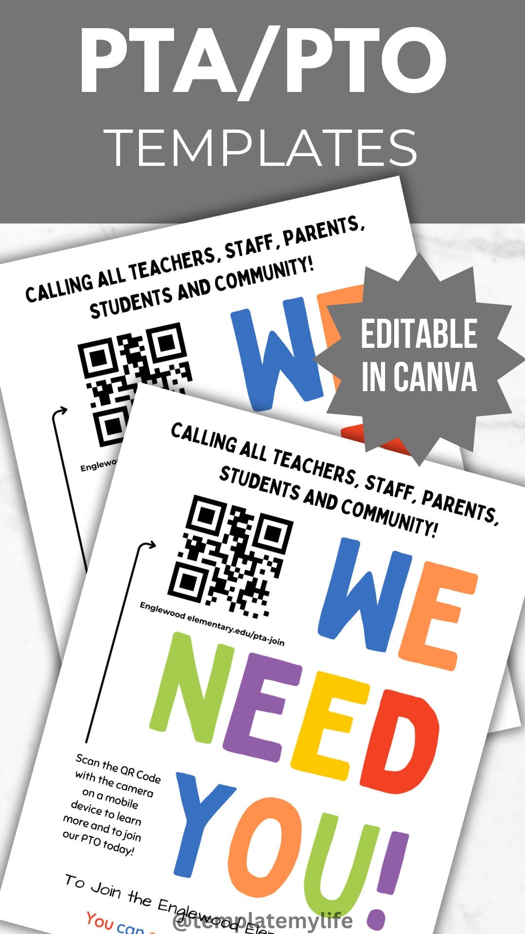 QR Code PTA/PTO Recruitment Flyer Template - Engage & Recruit