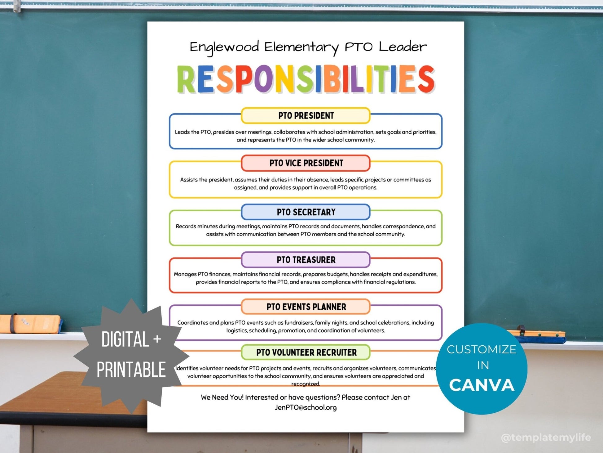 PTA Board Member Flyer PTO Officer Description Template PTA Leader Responsibilities handout pto recruitment flyer Join the pta pto president