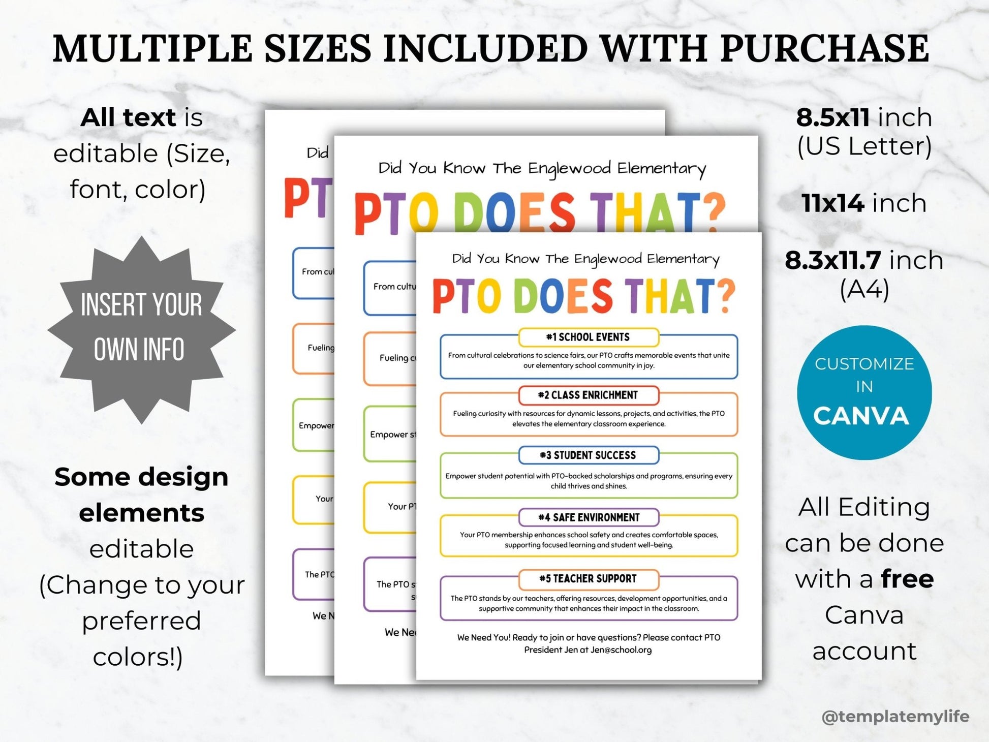 PTA Does that Flyer PTO Does that Template PTA Did you Know handout pto recruitment flyer Join the pta School Fundraiser pto Volunteer Sign