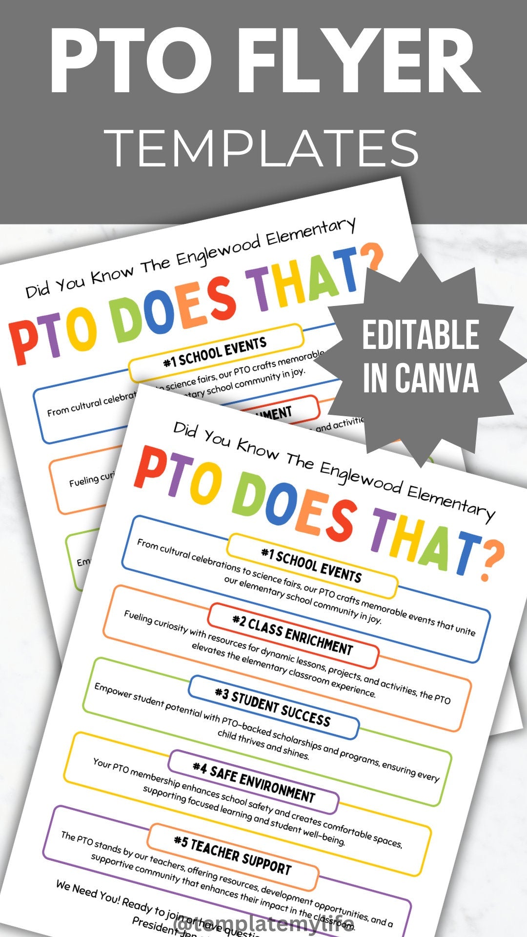 PTA Does that Flyer PTO Does that Template PTA Did you Know handout pto recruitment flyer Join the pta School Fundraiser pto Volunteer Sign