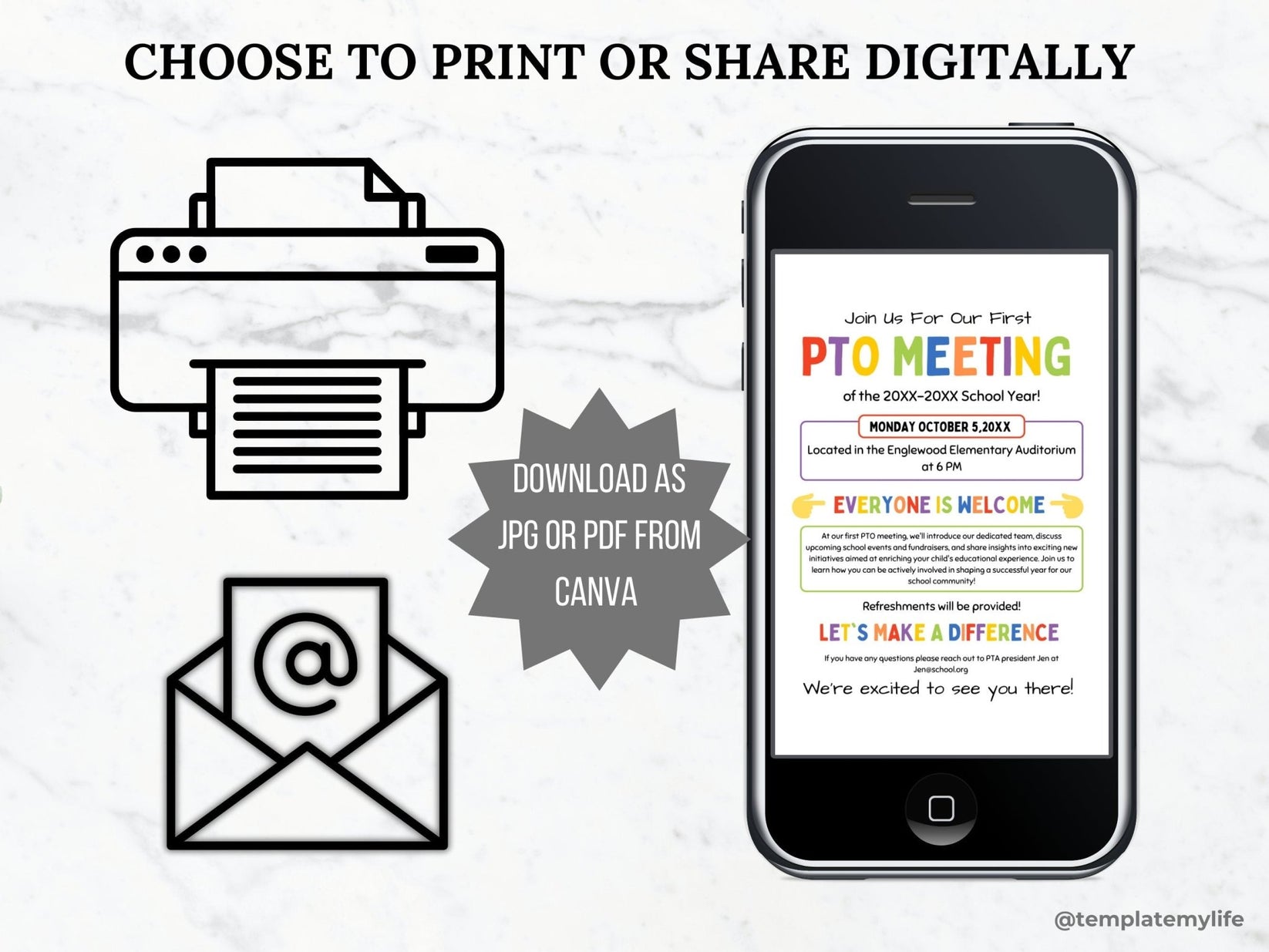 PTO Meeting Flyer Editable Template - Effective Event Announcements ...