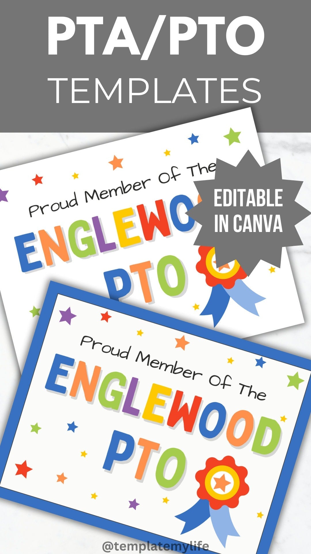 Editable PTA membership certificate award PTO member appreciation sign template pta member recognition handout join pto thank you printable