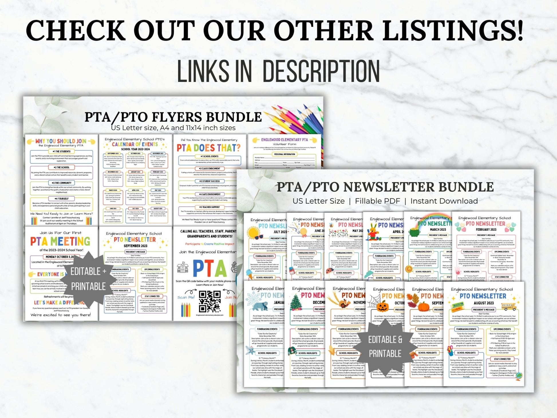 PTA Newsletter Template PTO Newsletter Handout Editable School Newsletter Flyer Preschool Newsletter Simple Elementary Classroom Newsletter