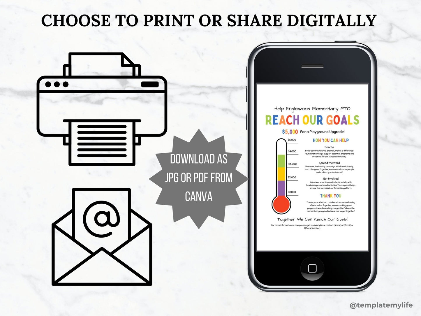 Editable Donation Goal Tracking thermometer template charity fundraising form donation tracker poster fundraiser goal chart printable graph can be used both printer or digitally