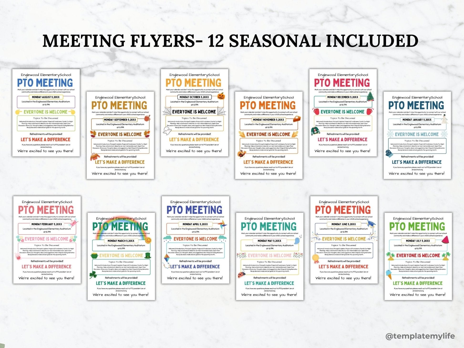 PTO PTA Flyer Template Mega Bundle - 32 Editable Flyers for