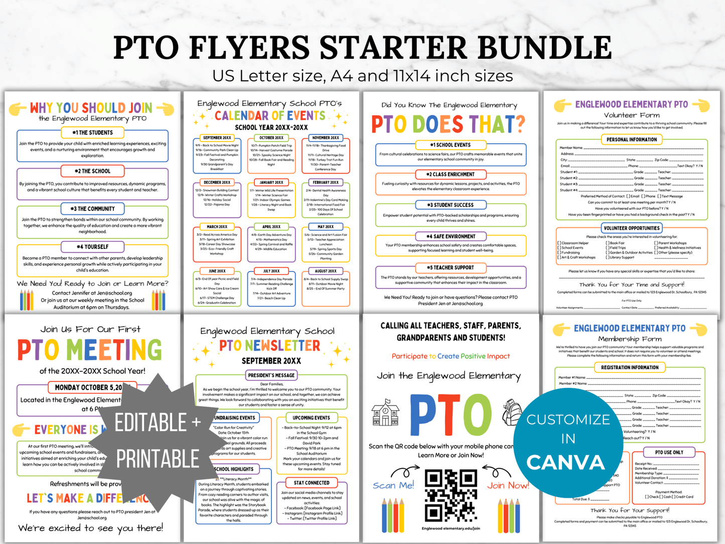 PTO PTA Flyer Templates Starter Bundle