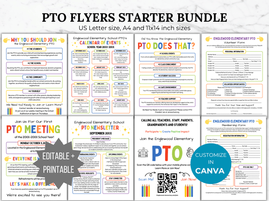 PTO PTA Flyer Templates Starter Bundle